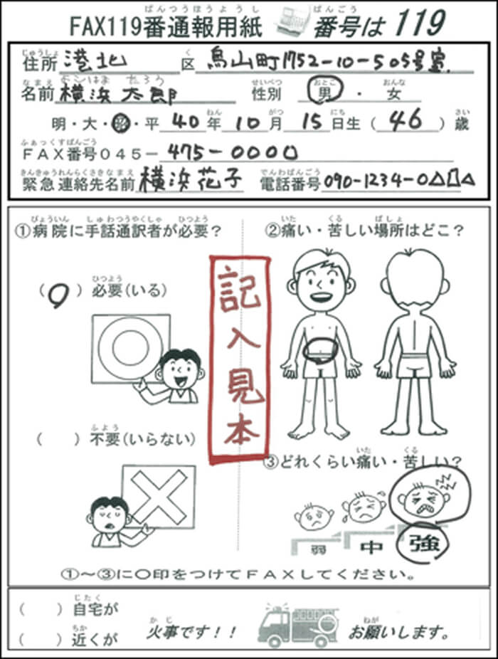 FAX119番　通報用紙